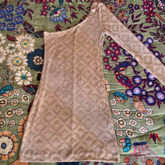 Jump Apparel Shimmery One-Shoulder Bodycon Mini Dress Size XS - Picture 2 of 7